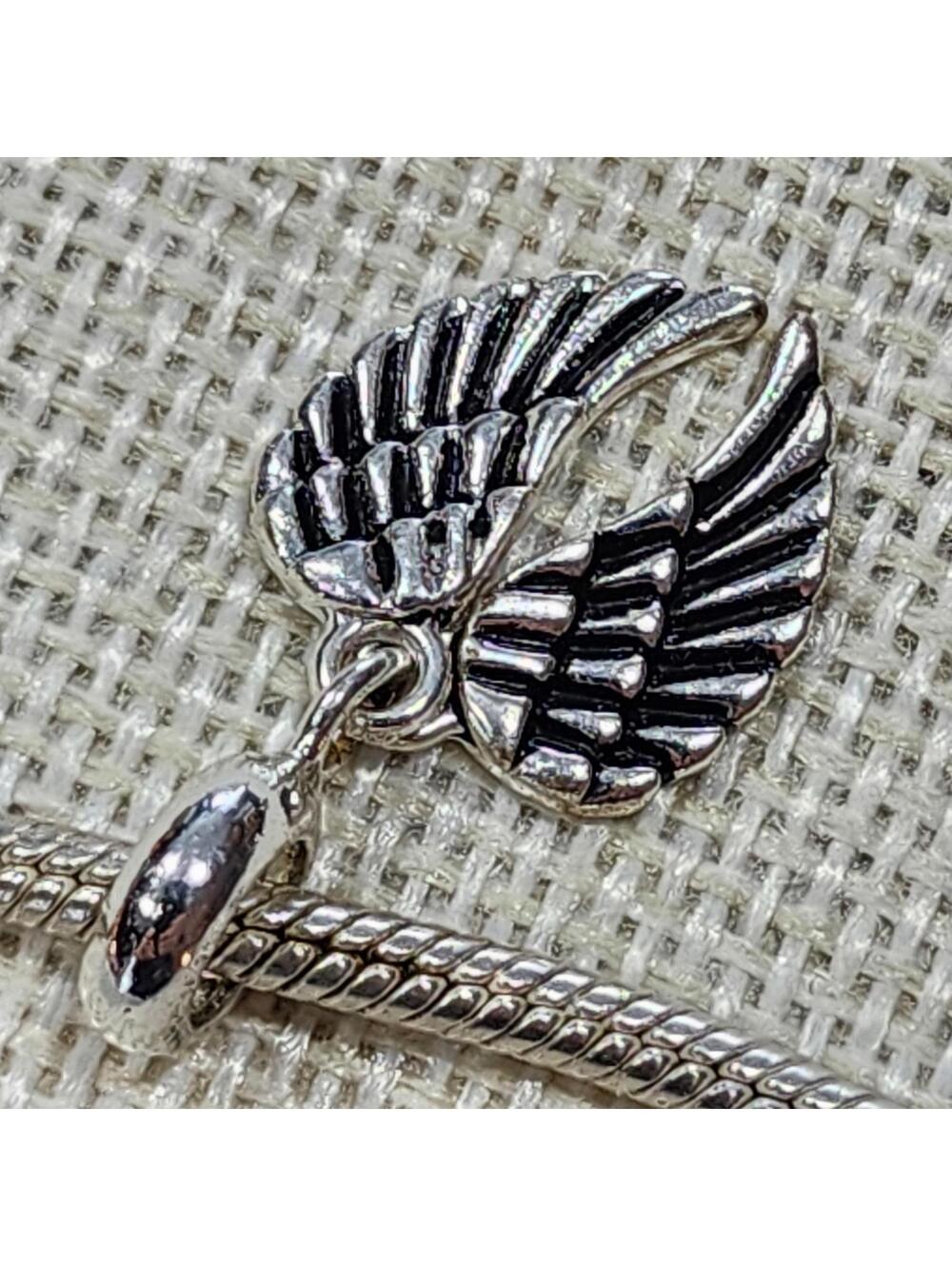 Silver Angel Wings Charm Bead for Bracelet